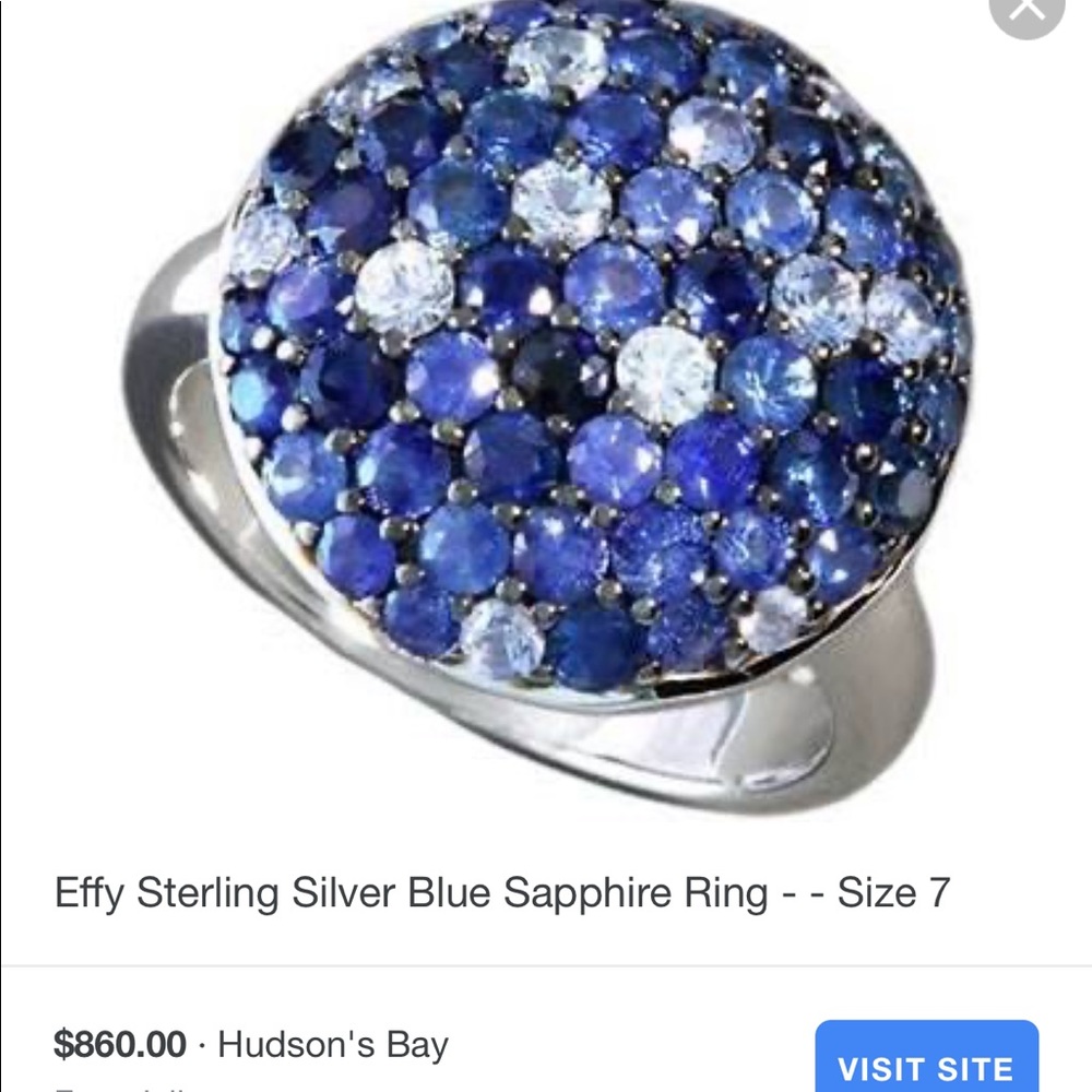 EFFY used silver sapphire ring. Retails $860